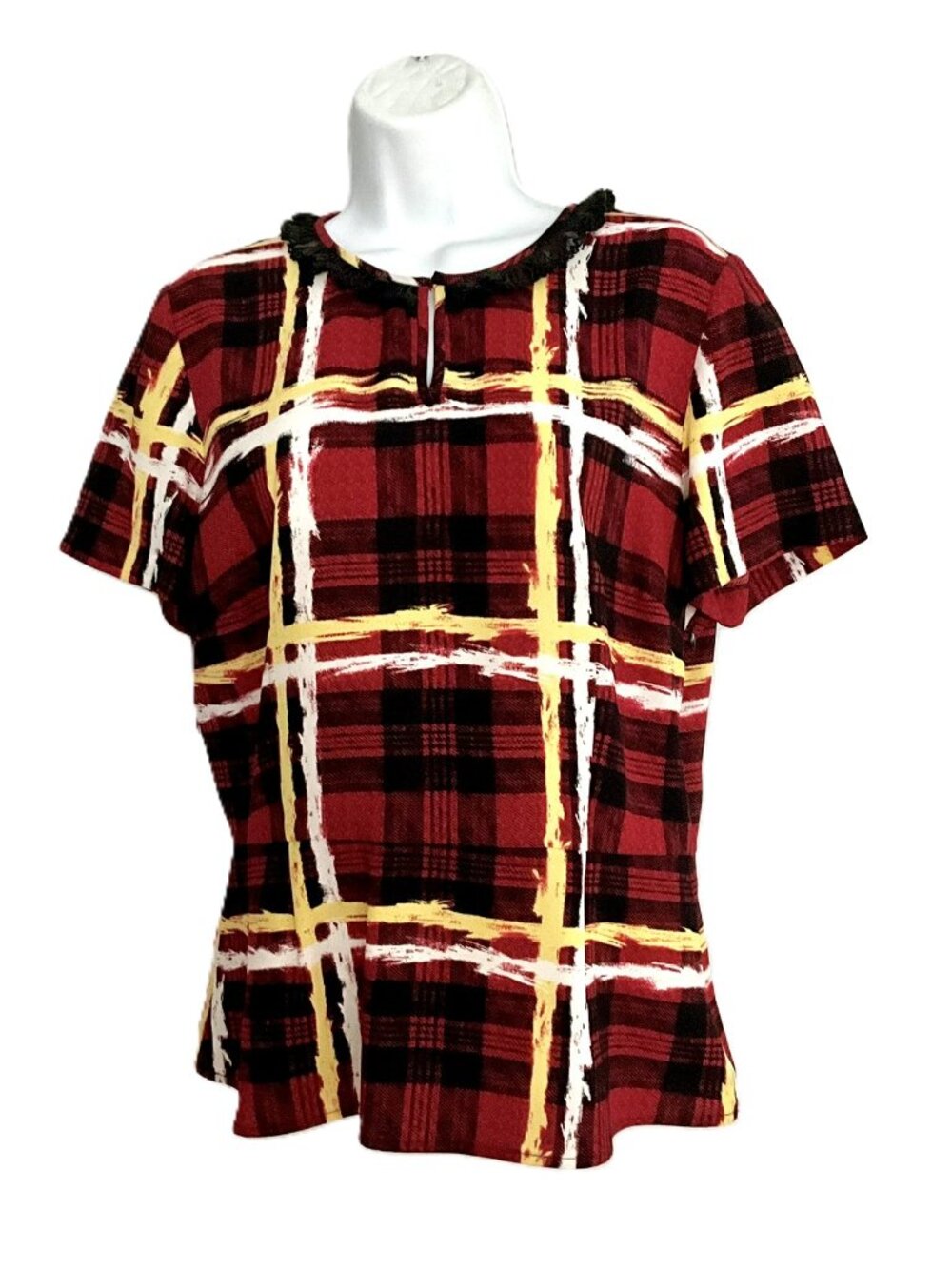 Marc by Marc Jacobs Plaid Print Short Sleeve Blouse Size M